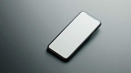 Poster - Ultra-thin mobile phone mockup floating at a tilted angle, blank touch screen glowing faintly.