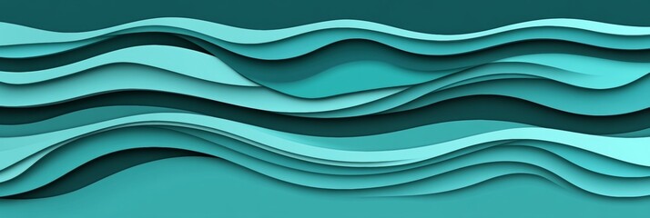 Poster - Seamless Light Turquoise 3D Gentle Wave Pattern Elegant Abstract Background In Monochromatic Colors