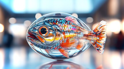 Poster - Vibrant glass fish sculpture showcasing intricate details in luminous colors