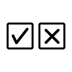 Poster - Tick and cross black signs simple. Gray checkmark OK and X icons, isolated on white background. Simple marks graphic design. Circle symbols YES and NO button for vote, decision, web. Vector