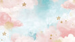 © MagicsPhotos - baby card with soft pastel colors, watercolor clouds