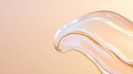 Leinwandbilder - Abstract flow art against a cream colored background, reminiscent of water or glass, with iridescent highlights and a sense of dynamic motion.