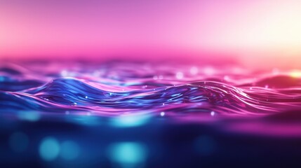 Poster - A serene, colorful ocean wave scene with vibrant pink and blue hues, evoking tranquility and beauty in nature.