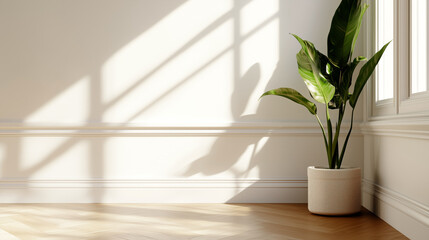 Leinwandbilder - Empty room with plant and sunlight background