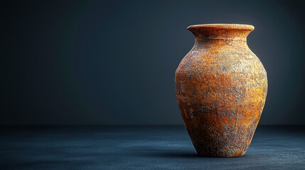 An isolated old antique pot, a traditional artifact of ancient culture, serves as a beautiful decorative piece.