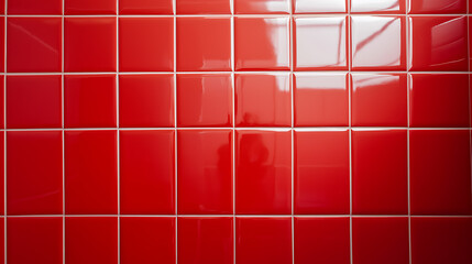 Poster - Red tiled wall for interior design, a simple pattern of rectangles laid out evenly, creating a textured yet smooth design, bold and bright color that is modern.