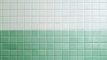 Poster - Mint and White Tile Pattern: A textured and geometric display of two-toned square tiles, offering a clean, modern aesthetic for interior designs.