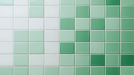 Aufkleber - Tile pattern with white and green squares creating a gradient effect. Minimalist design for backdrops or surfaces.  Perfect for interiors.