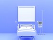 © trustmastertx - Minimalist hospital room with empty frame, bed, and medical equipment.