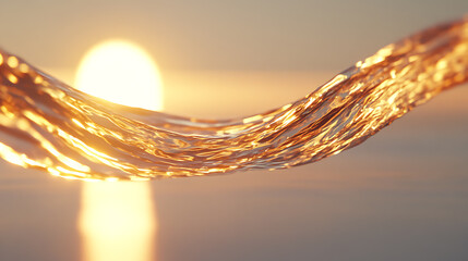 Aufkleber - Golden water wave reflecting the warm glow of the sun. Abstract, serene, and visually striking, capturing the essence of light and movement in nature.
