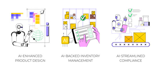 Fototapete - ai technology in manufacturing abstract concept vector illustrations.