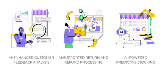 Fototapete - online shopping with ai technology abstract concept vector illustrations.
