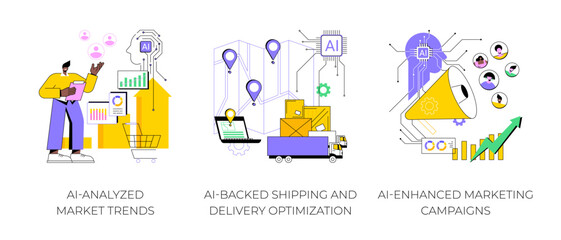 Fototapete - ai technology in e-commerce abstract concept vector illustrations.