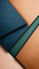 Poster - Flat lay arrangement of dark brown, blue-green, and gray papers forms a minimalistic background, ideal for creative design projects