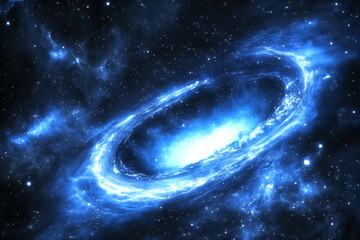 a spiral galaxy with a blue center surrounded by stars