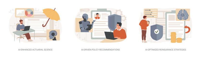 Poster - AI for Insurance Companies abstract concept vector illustrations.