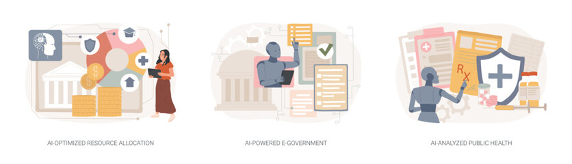 Poster - AI Technology for Government and Public Services abstract concept vector illustrations.