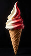 © Kiozmedias.fr - Glace italienne vanille fraise isolée sur fond noir