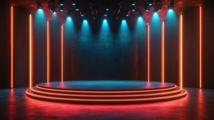 Aufkleber - Podium stage for television studio modern theater shows concept background wallpaper and mockup, 8k Photo