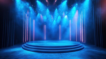 Aufkleber - Podium stage for television studio modern theater shows concept background wallpaper and mockup, 8k Photo