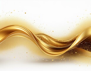 Wall Mural - abstract golden wave with particles on white background