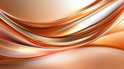 Wall Mural - a smooth, flowing abstract design featuring warm tones of copper and silver, ideal for backgrounds i