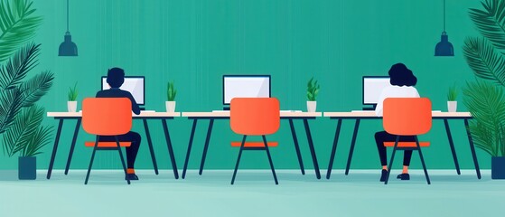 Aufkleber - Adaptability Infographics concept. Adaptable Workspace for the Digital Age Fostering Collaborative Innovation in a Transformative Business Environment