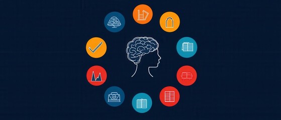 Poster - Adaptability Infographics concept. Circular Infographic Showcasing Different Aspects of Cognitive Processes and Data Visualization