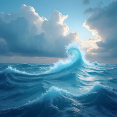 Wall Mural - ocean waves and clouds