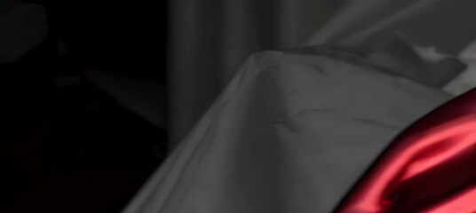 Poster - Luxurious red satin waves in motion capturing elegance and fluidity