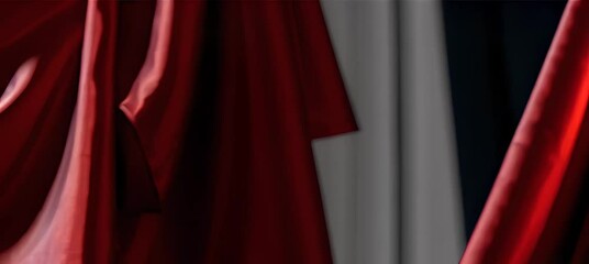 Poster - Luxurious red satin elegance: flowing fabric movement and shimmering detail