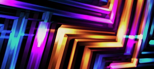 Poster - Vibrant neon light trails moving in dynamic abstract patterns