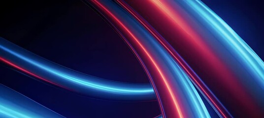 Poster - Vibrant neon light tubes in motion with dynamic red and blue glow