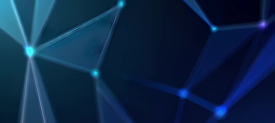 Poster - Dynamic movement of blue geometric lines and shapes in a futuristic abstract space