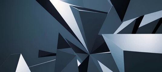 Poster - Dynamic evolution of abstract geometric shapes with metallic reflections