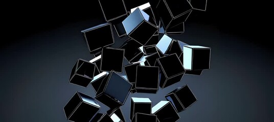 Poster - Dynamic black cubes gliding through space in 4k high resolution animation