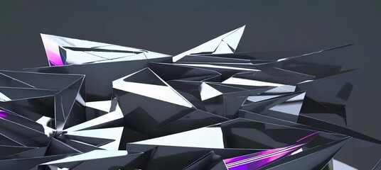 Poster - Dynamic crystal shards transforming with reflective surfaces and purple highlights