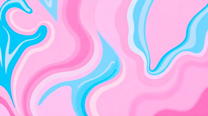 Poster - Colorful abstract art with flowing pink and blue patterns in vibrant design. Generative AI