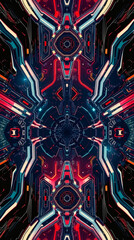 Poster - Abstract futuristic design featuring vibrant neon colors and intricate patterns. Generative AI