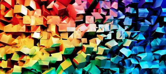 Poster - Vibrant geometric transformation with dynamic color shifts and abstract patterns