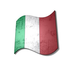 Poster - Bandiera Italia con forma tridimensionale e sfondo bianco