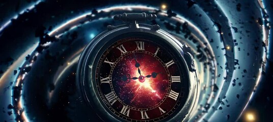 Wall Mural - timepiece journey through cosmic vortex unveiling galactic wonders