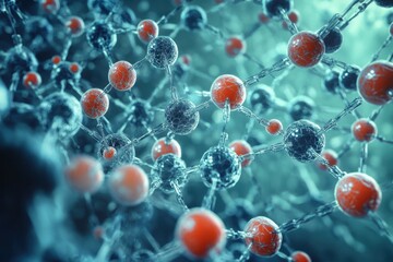 Poster - molecular structure showcasing interconnected atoms in a dynamic arrangement