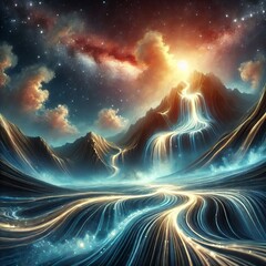 Wall Mural - Variant Luminous Vein Cascade