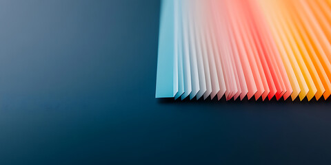 Aufkleber - Colorful paper array: a gradient of blues, pinks, and oranges create an eye-catching pattern. Abstract, simple composition.