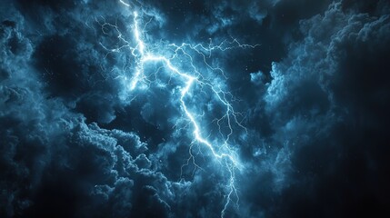 Poster - realistic lightning on pure black background, 8k image