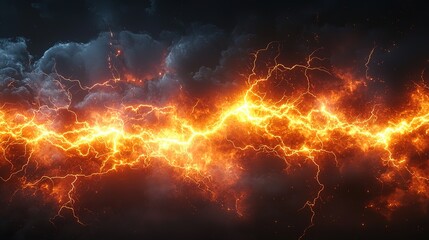 Poster - realistic lightning on pure black background, 8k image