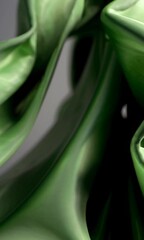 Poster - Flowing green fabric creating dynamic waves against subtle background
