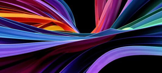 Poster - Vivid colorful fabric waves intertwining in dynamic motion