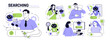 © Irina Strelnikova - Search concept set. Collection of characters using artificial intelligence generative tools for searching or browsing internet. SEO concept. Vector illustration.